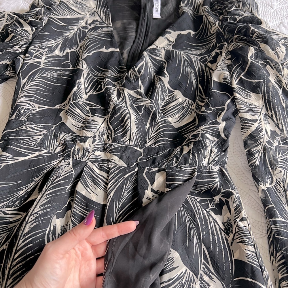 Walter Baker - Adriana Floral Print Dress - Black and White - Picture 8 of 10
